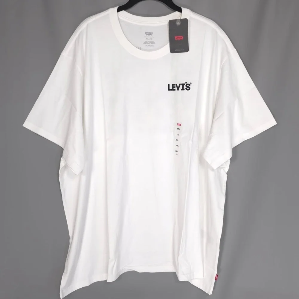 LEVIS New Men's T-shirt Graphic 3XL White Tropical Logo‎ Relaxed Fit 100% Cotton